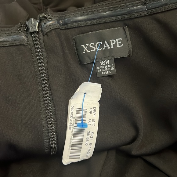 Xscape Off-the-Shoulder Ruffle Neck Short Sleeve Stretch Scuba Crepe Dress - Picture 14 of 16